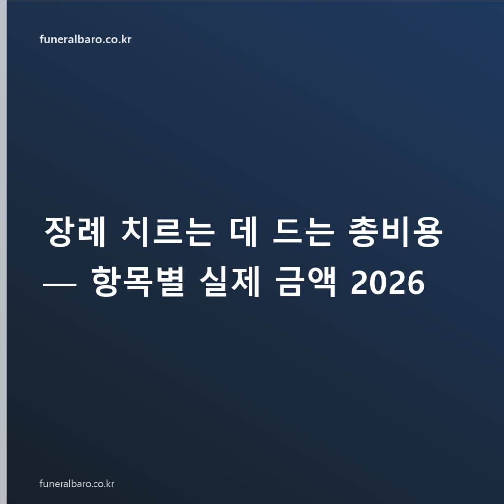 장례 치르는 데 드는 총비용 — 항목별 실제 금액 2026